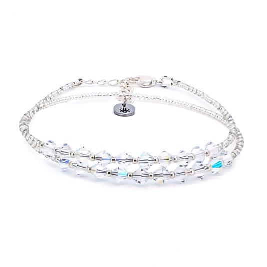 Double wrap - Bicone Crystal Bracelet - Clear - creations by cherie