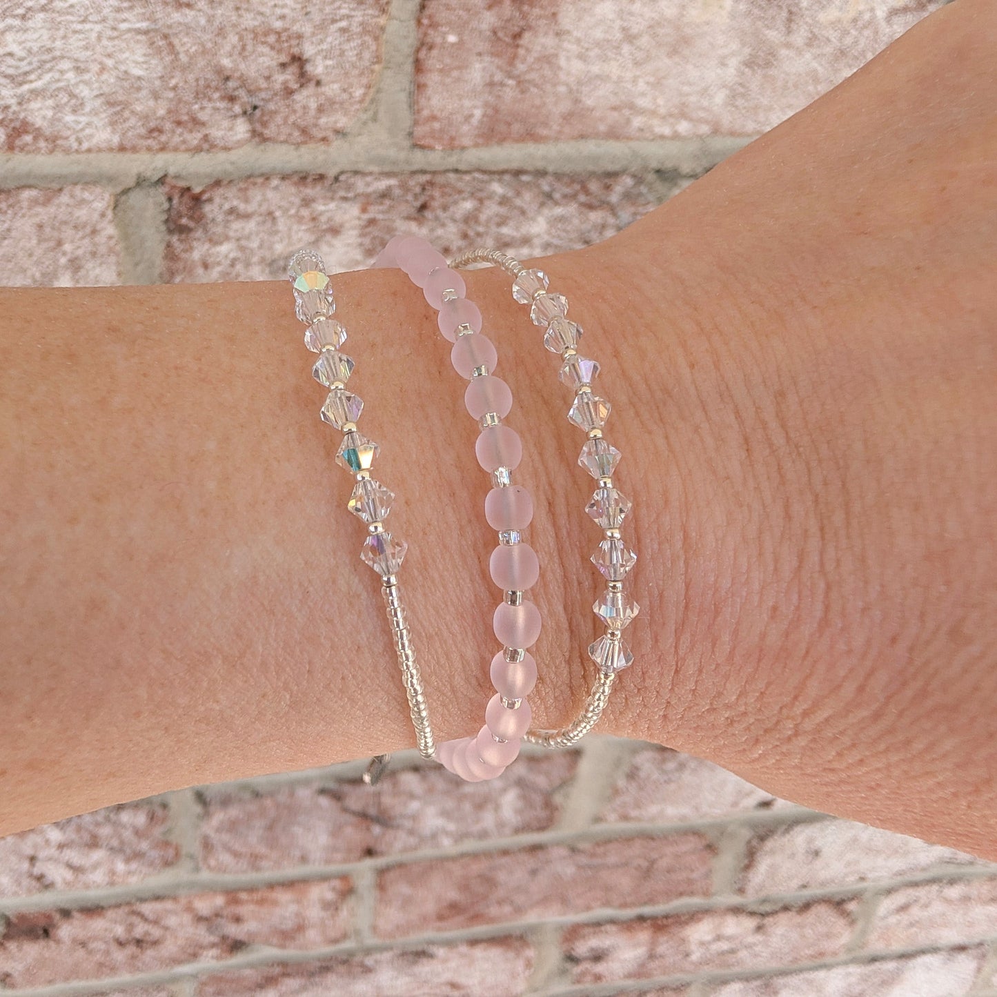 Double wrap - Bicone Crystal Bracelet - Clear - creations by cherie