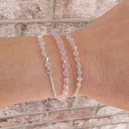Double wrap - Bicone Crystal Bracelet - Clear - creations by cherie