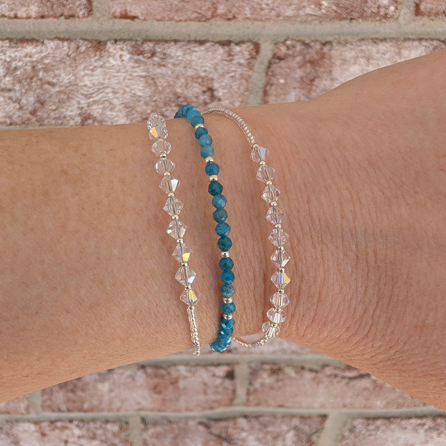 Double wrap - Bicone Crystal Bracelet - Clear - creations by cherie