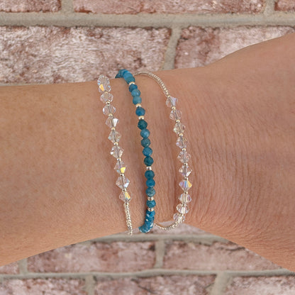 Double wrap - Bicone Crystal Bracelet - Clear - creations by cherie