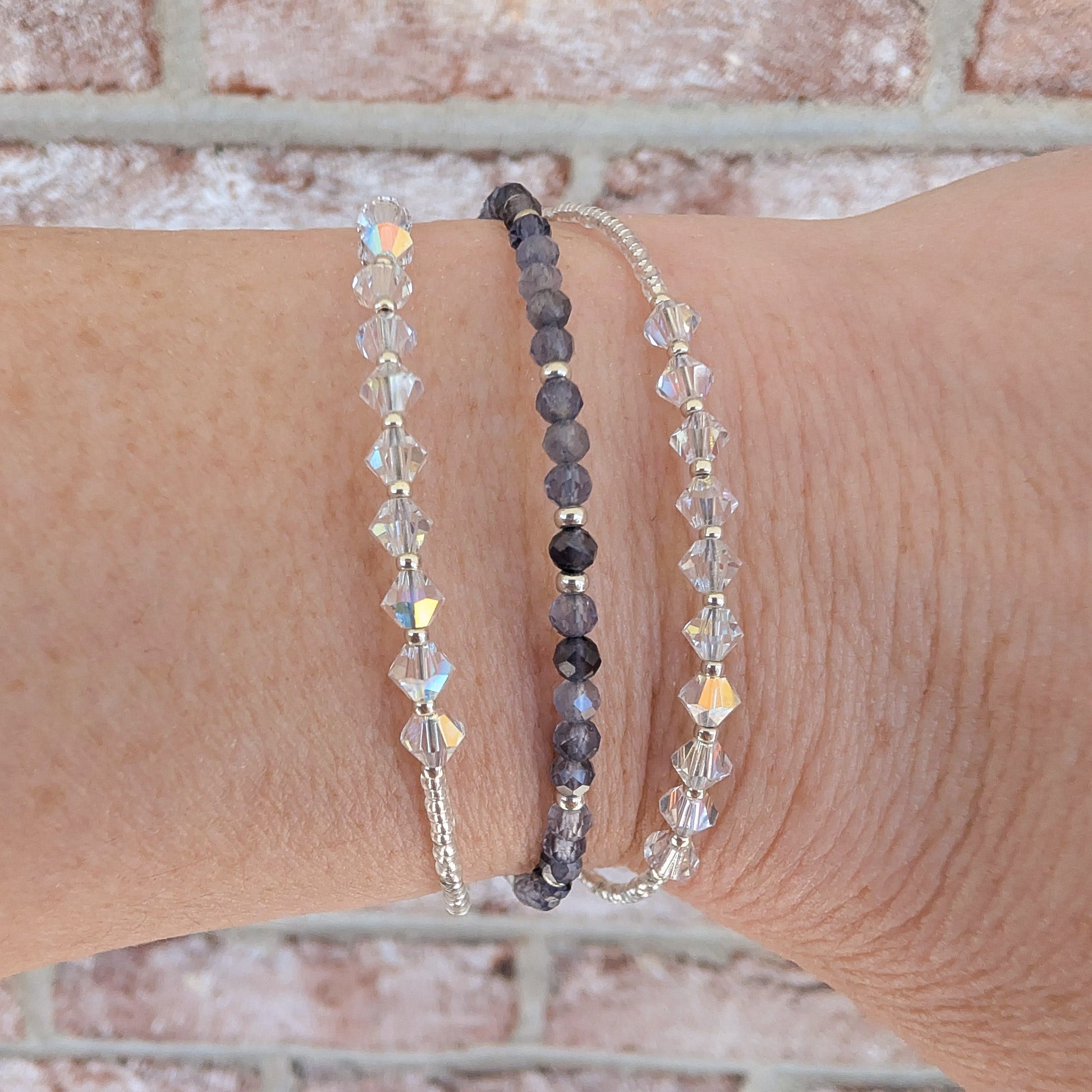Double wrap - Bicone Crystal Bracelet - Clear - creations by cherie