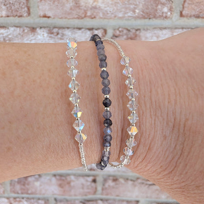 Double wrap - Bicone Crystal Bracelet - Clear - creations by cherie