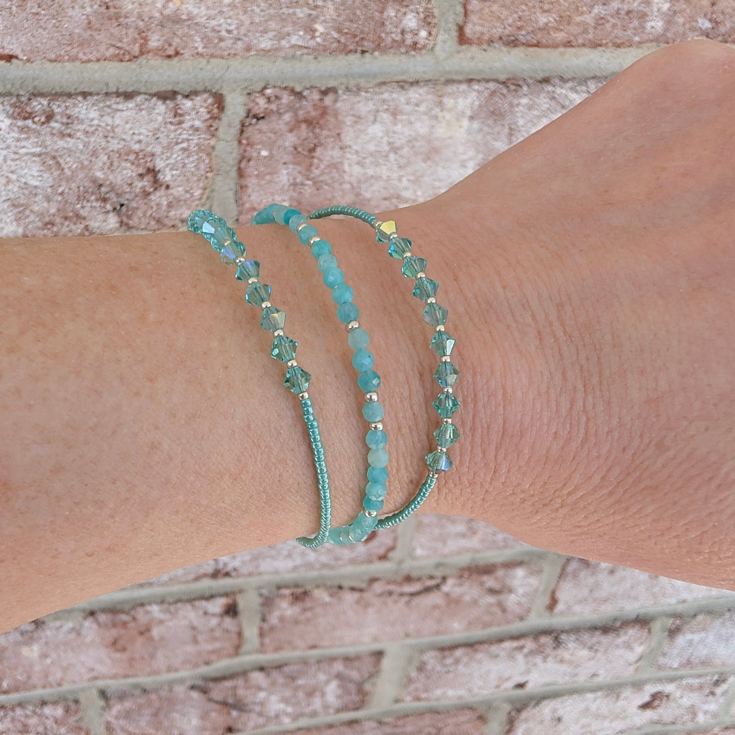 Double wrap - Bicone Crystal Bracelet - Green - creations by cherie