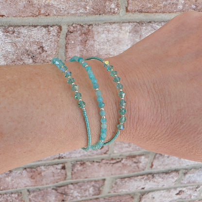 Double wrap - Bicone Crystal Bracelet - Green - creations by cherie