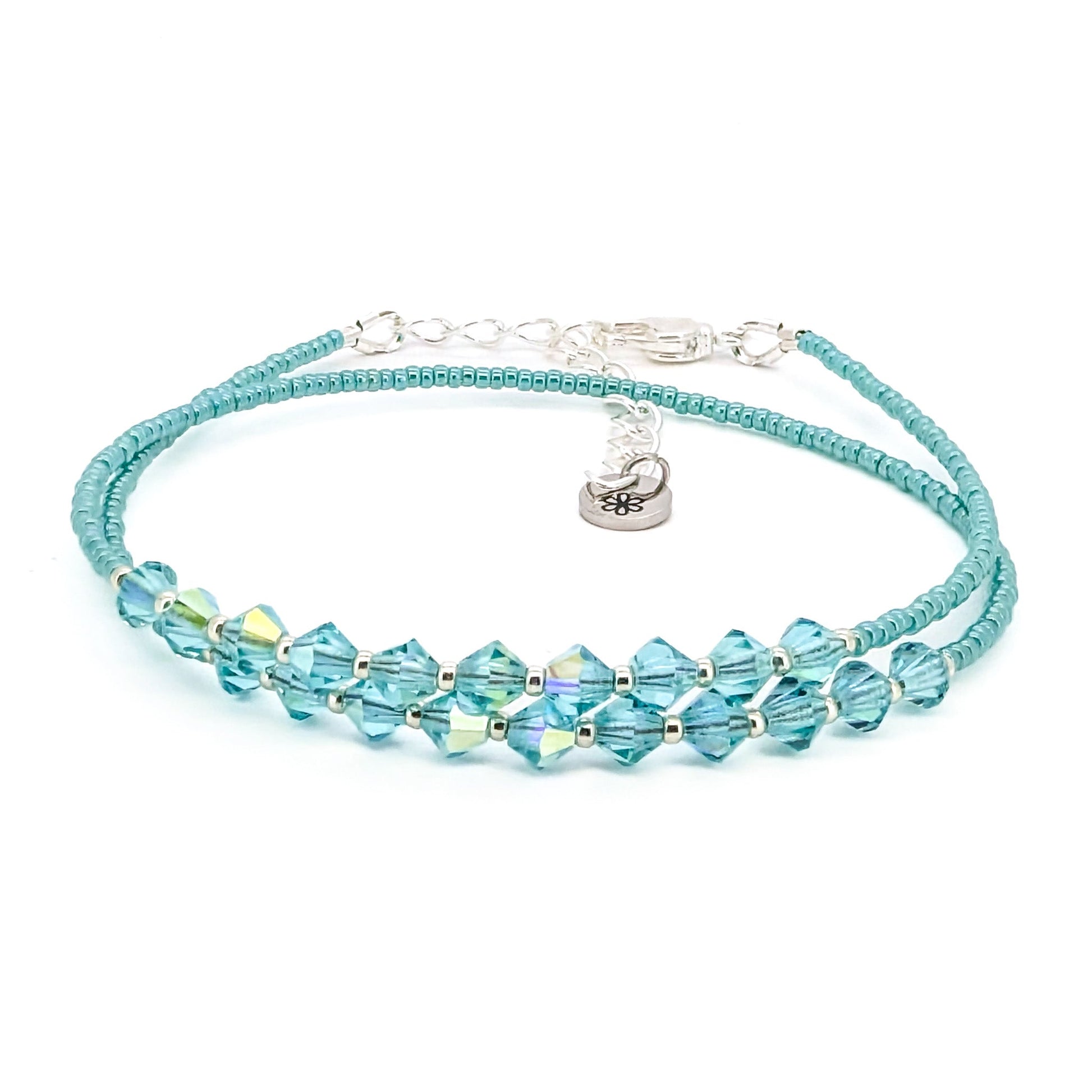 Double wrap - Bicone Crystal Bracelet - Green - creations by cherie