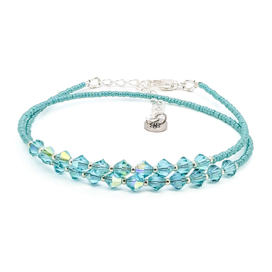Double wrap - Bicone Crystal Bracelet - Green - creations by cherie