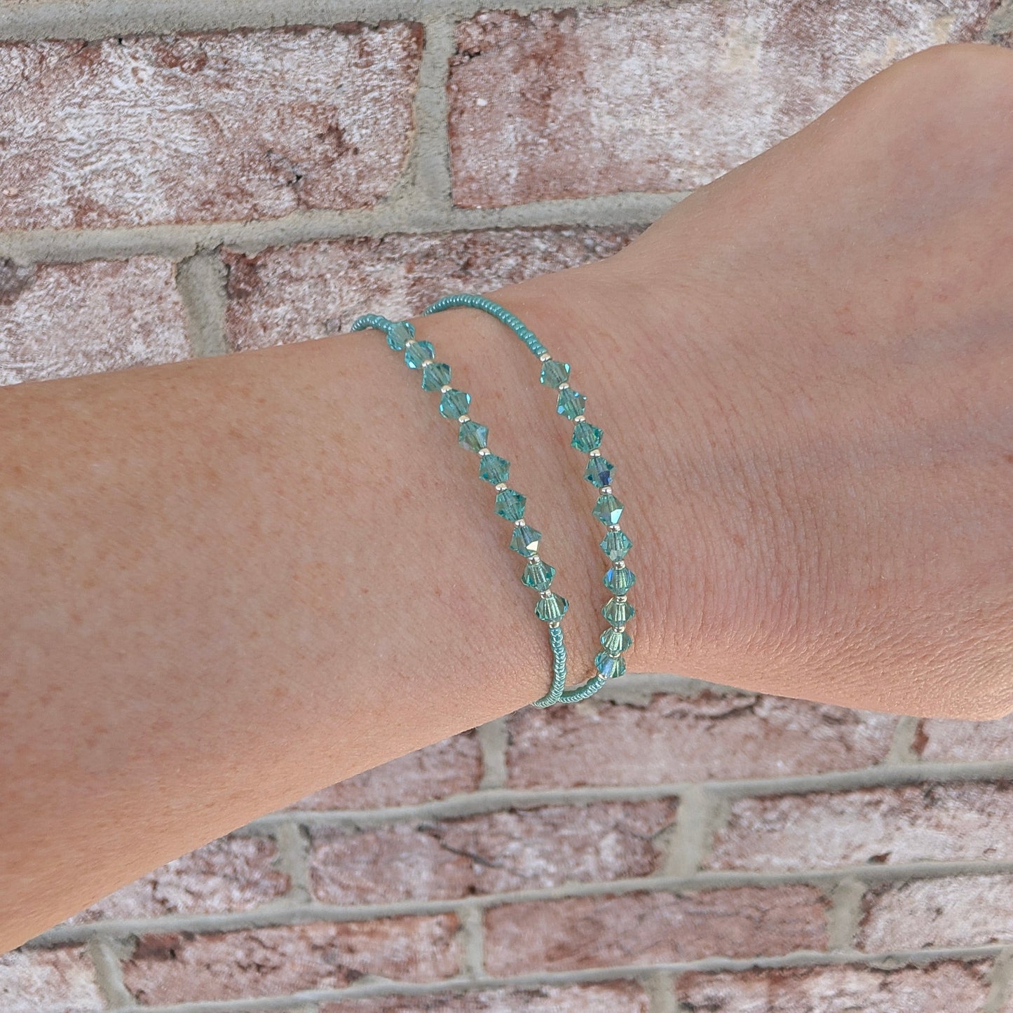 Double wrap - Bicone Crystal Bracelet - Green - creations by cherie