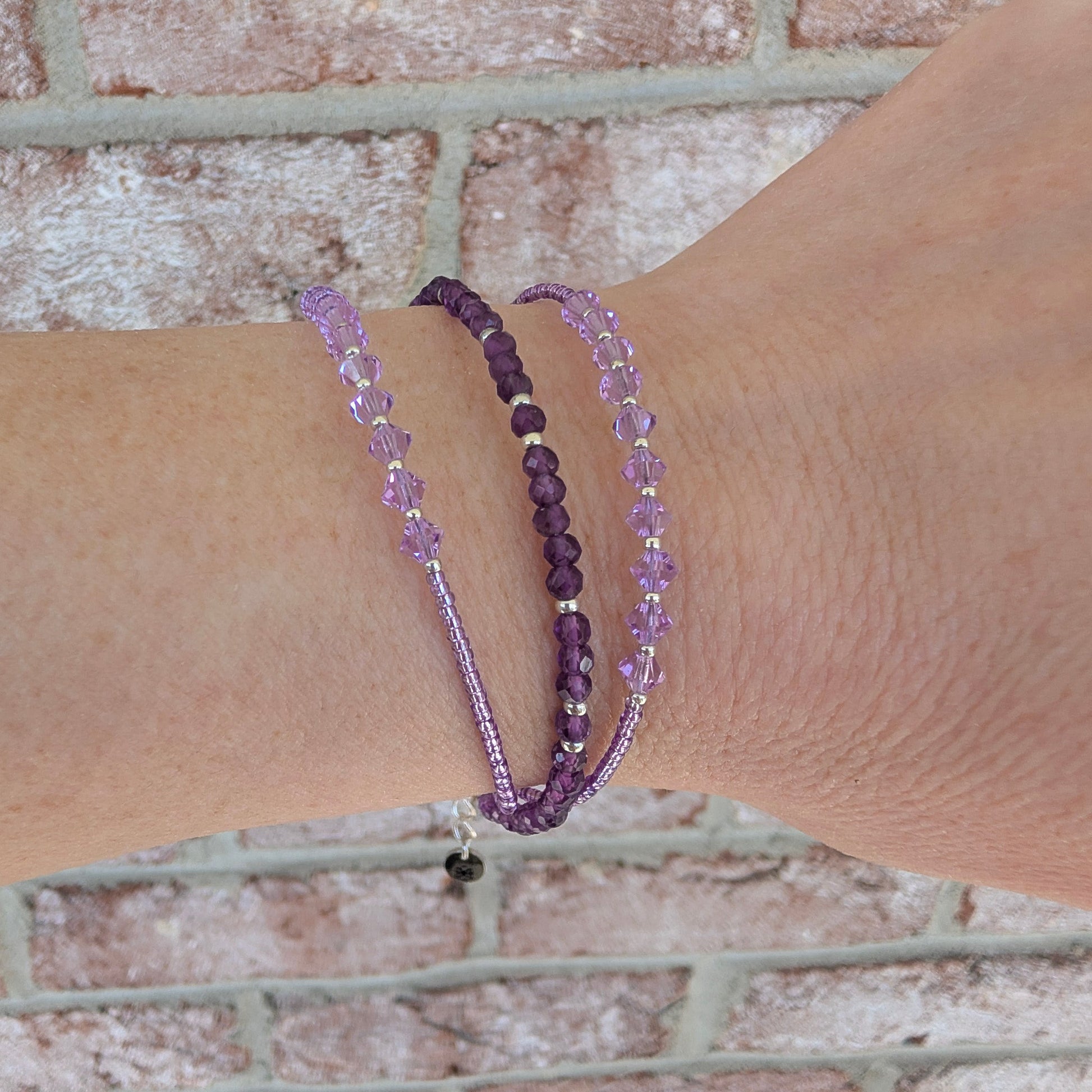 Double wrap - Bicone Crystal Bracelet - Lavender - creations by cherie