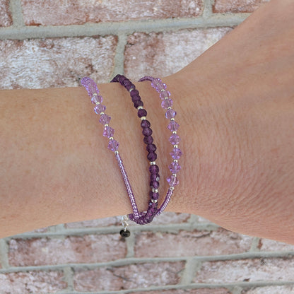 Double wrap - Bicone Crystal Bracelet - Lavender - creations by cherie