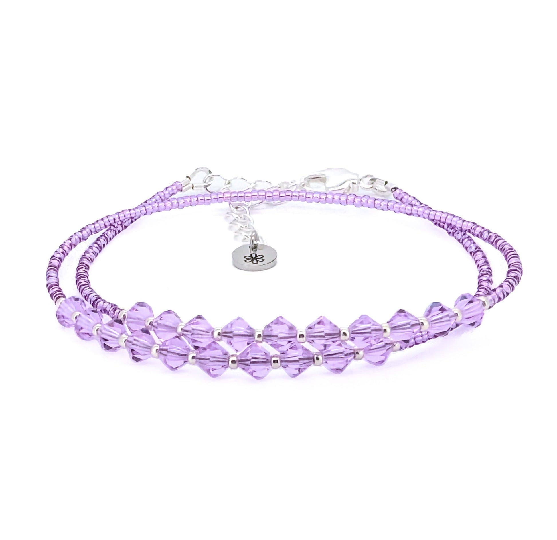 Double wrap - Bicone Crystal Bracelet - Lavender - creations by cherie