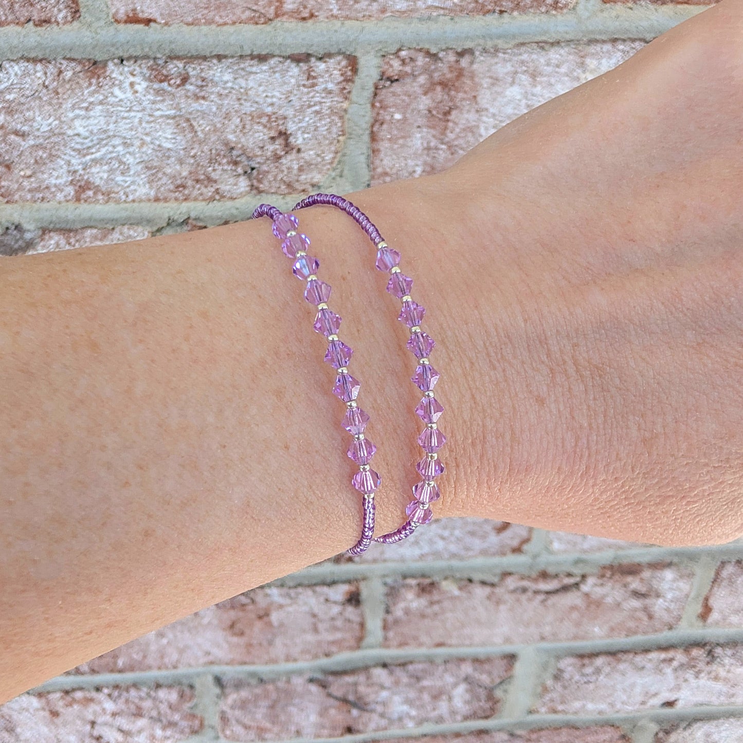 Double wrap - Bicone Crystal Bracelet - Lavender - creations by cherie