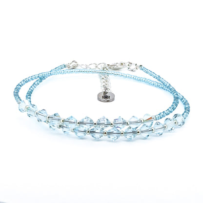 Double wrap - Bicone Crystal Bracelet - Pale Blue - creations by cherie