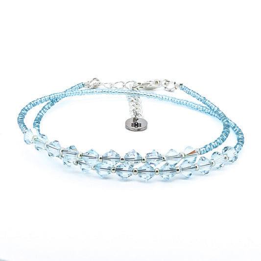 Double wrap - Bicone Crystal Bracelet - Pale Blue - creations by cherie