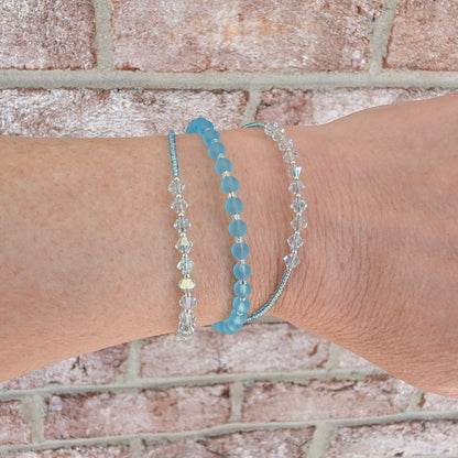 Double wrap - Bicone Crystal Bracelet - Pale Blue - creations by cherie