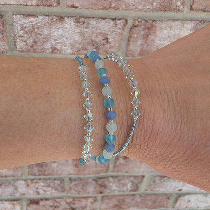 Double wrap - Bicone Crystal Bracelet - Pale Blue - creations by cherie
