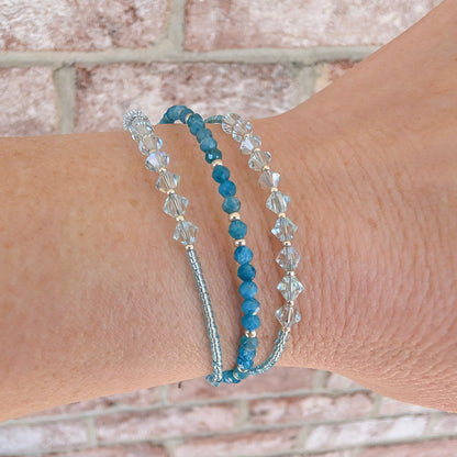 Double wrap - Bicone Crystal Bracelet - Pale Blue - creations by cherie