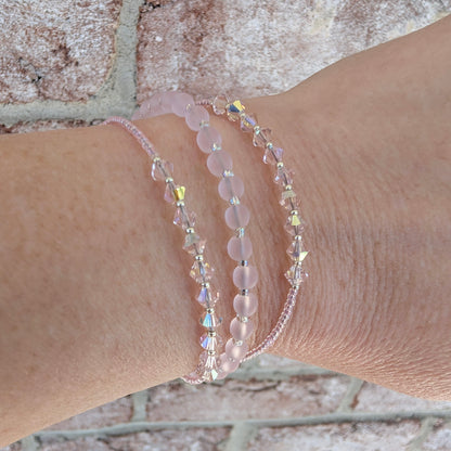 Double wrap - Bicone Crystal Bracelet - Pale Pink - creations by cherie