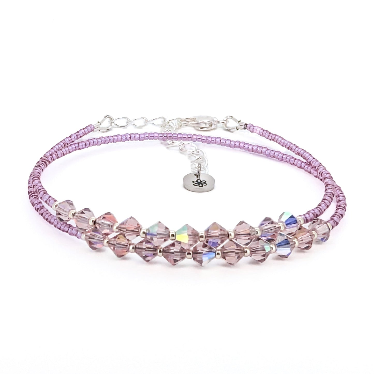 Double wrap - Bicone Crystal Bracelet - Pale Purple - creations by cherie