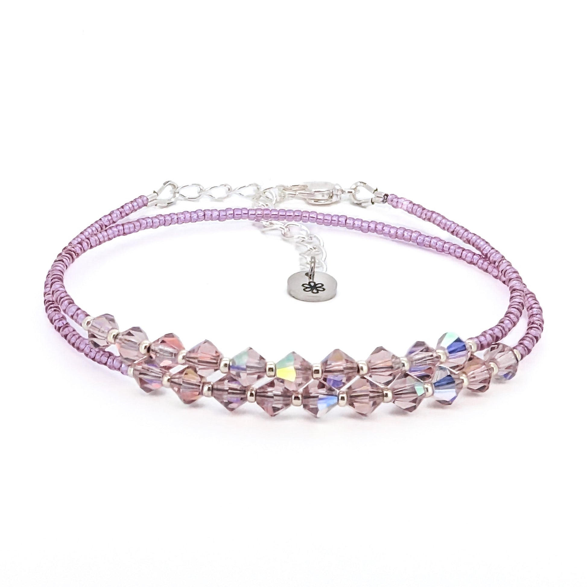 Double wrap - Bicone Crystal Bracelet - Pale Purple - creations by cherie