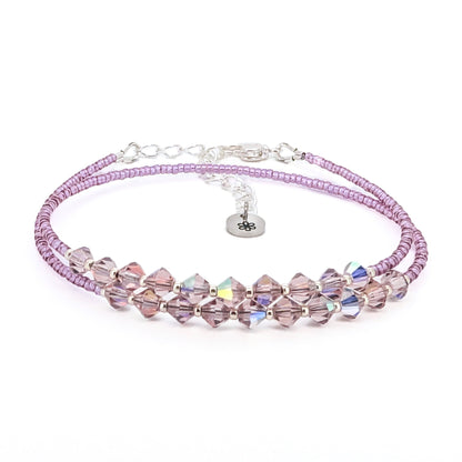 Double wrap - Bicone Crystal Bracelet - Pale Purple - creations by cherie