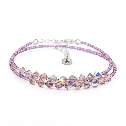 Double wrap - Bicone Crystal Bracelet - Pale Purple - creations by cherie