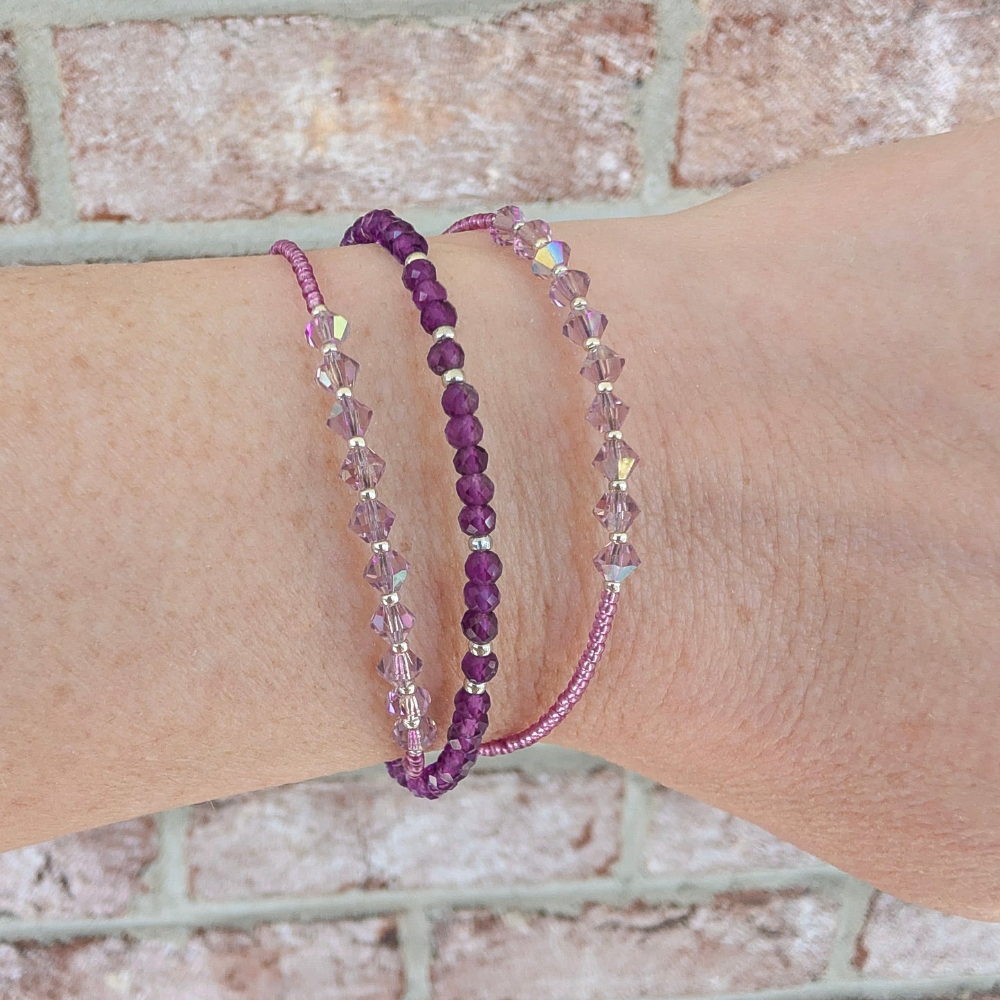 Double wrap - Bicone Crystal Bracelet - Pale Purple - creations by cherie