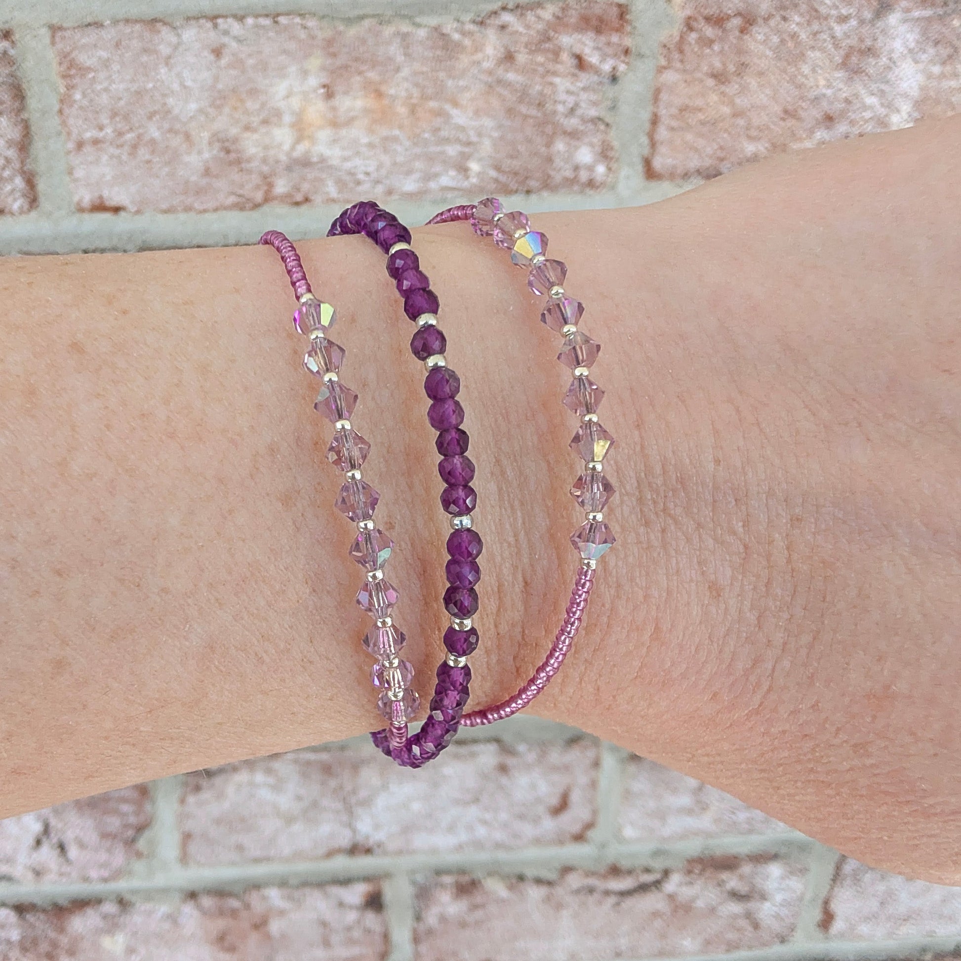 Double wrap - Bicone Crystal Bracelet - Pale Purple - creations by cherie