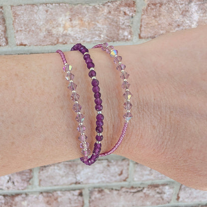 Double wrap - Bicone Crystal Bracelet - Pale Purple - creations by cherie
