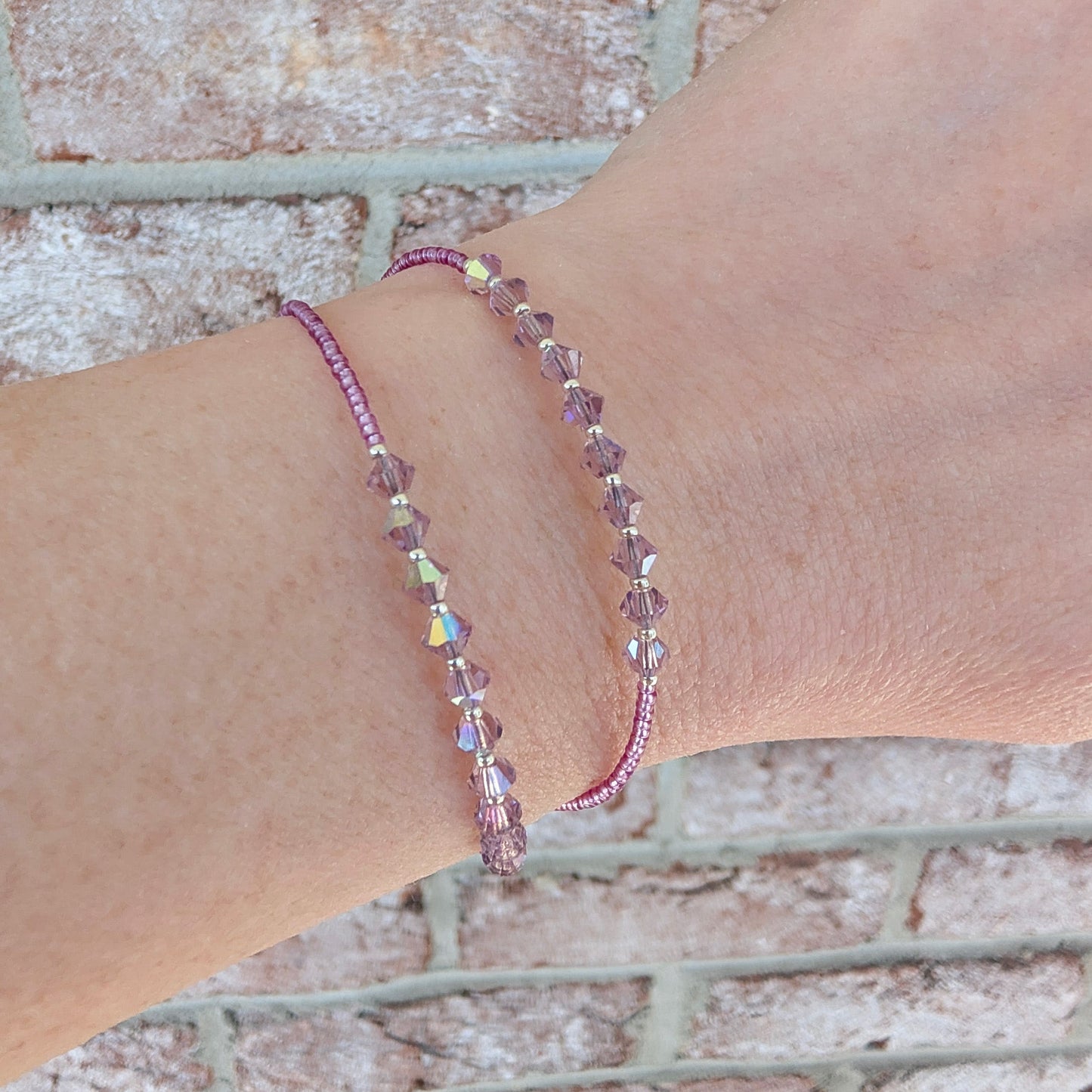 Double wrap - Bicone Crystal Bracelet - Pale Purple - creations by cherie