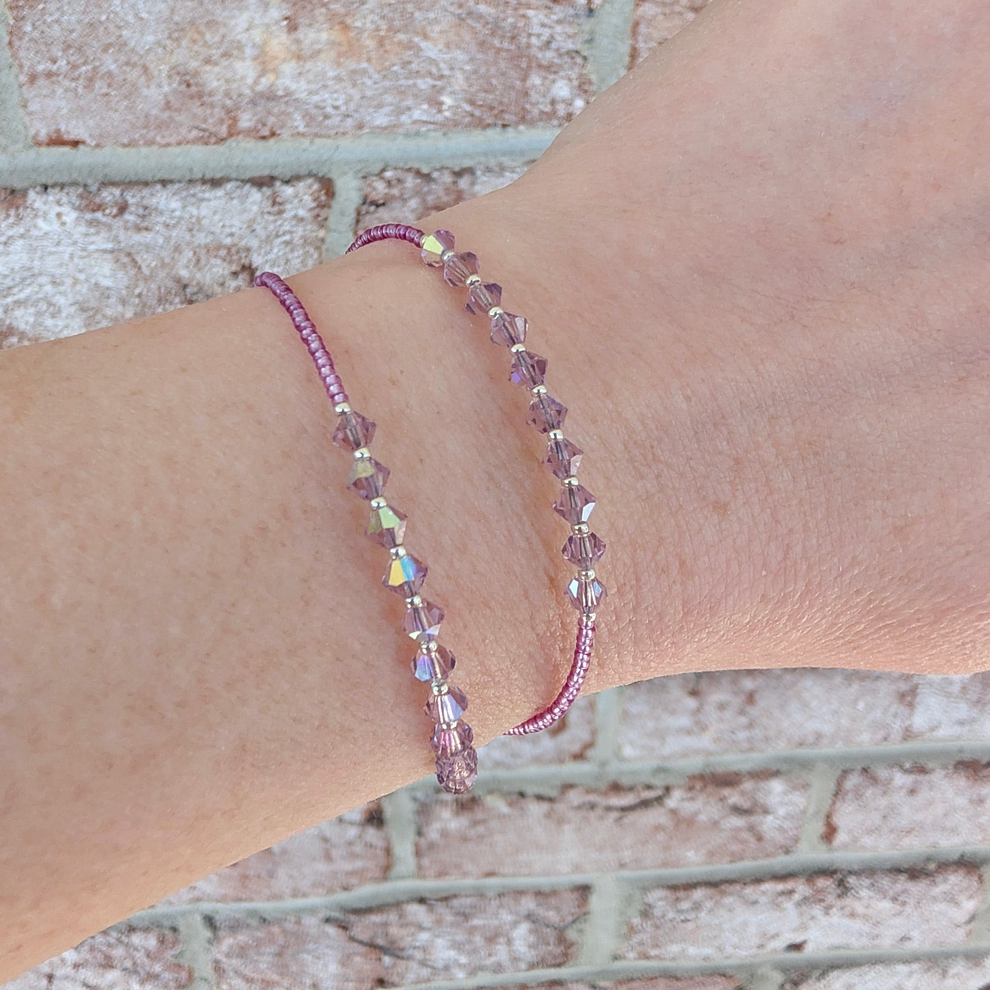 Double wrap - Bicone Crystal Bracelet - Pale Purple - creations by cherie