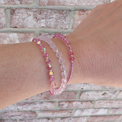 Double Wrap - Bicone Crystal Bracelet - Pink - creations by cherie