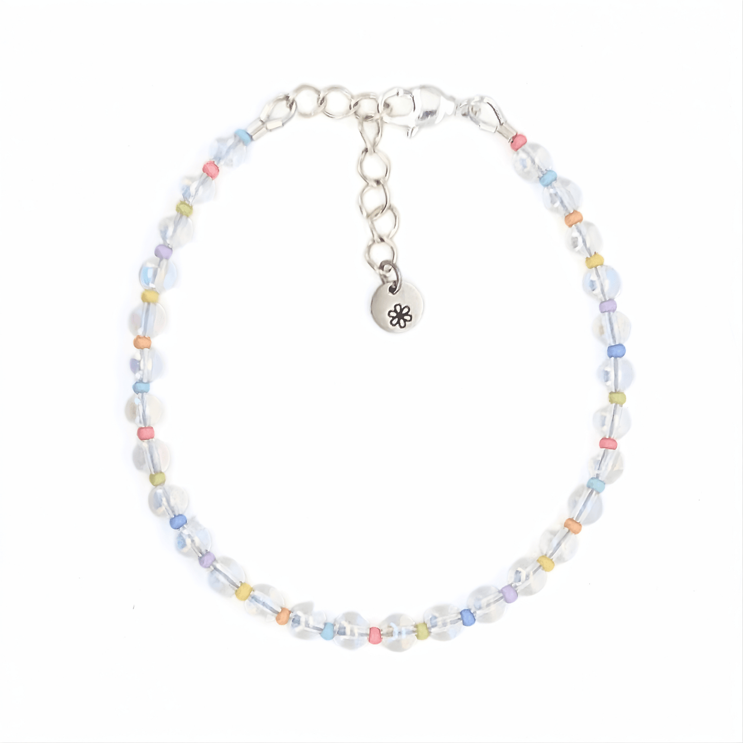 Glass Bead Bracelet - Aura Glass and Pastel Seed Beads
