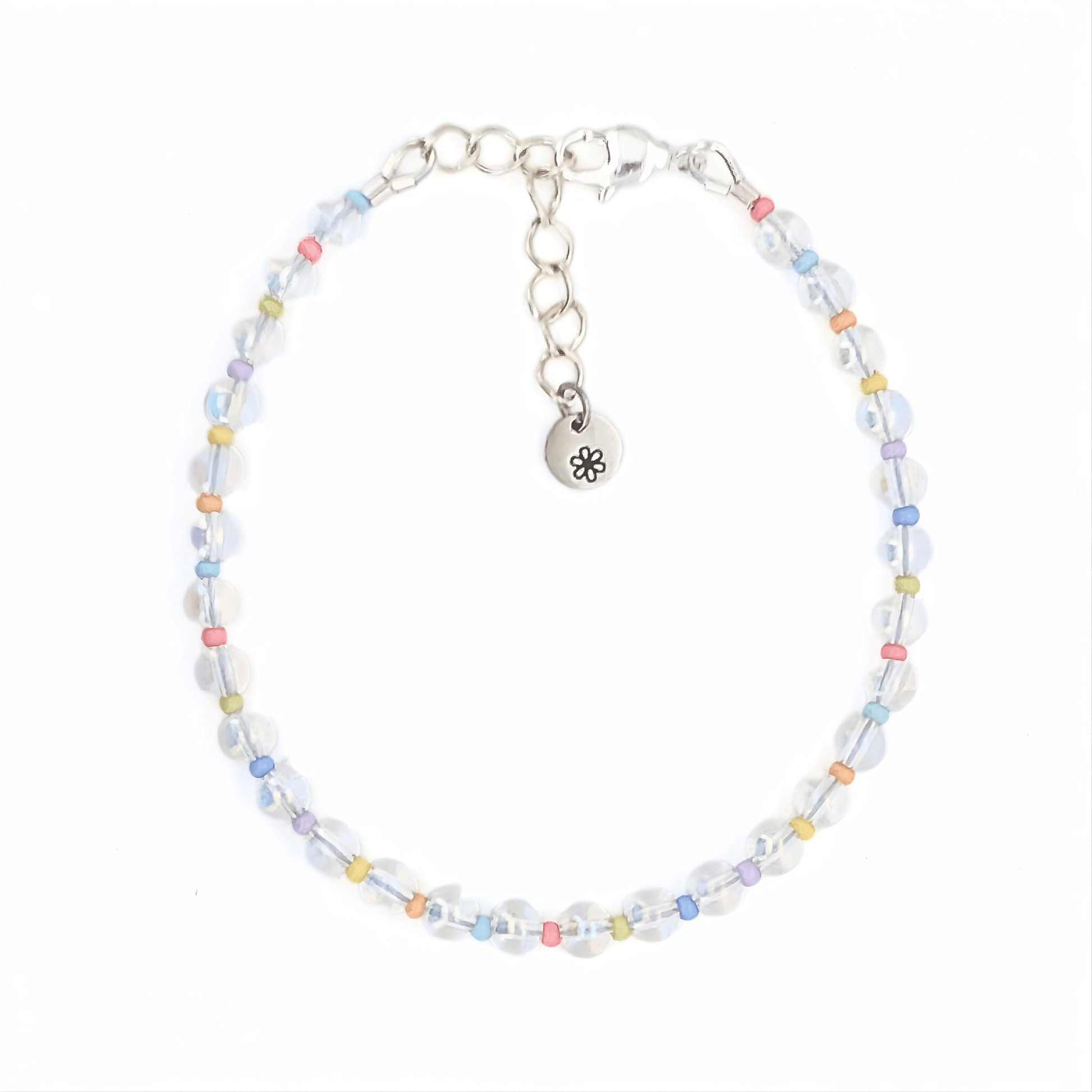 Glass Bead Bracelet - Aura Glass and Pastel Seed Beads