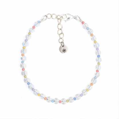 Glass Bead Bracelet - Aura Glass and Pastel Seed Beads