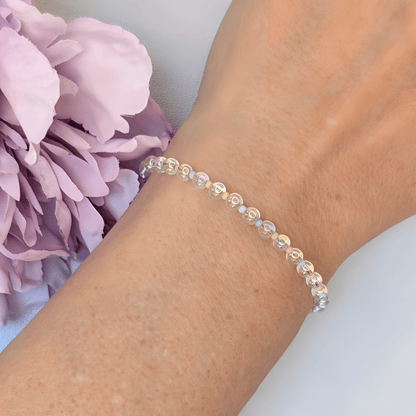 Glass Bead Bracelet - Aura Glass and Pastel Seed Beads