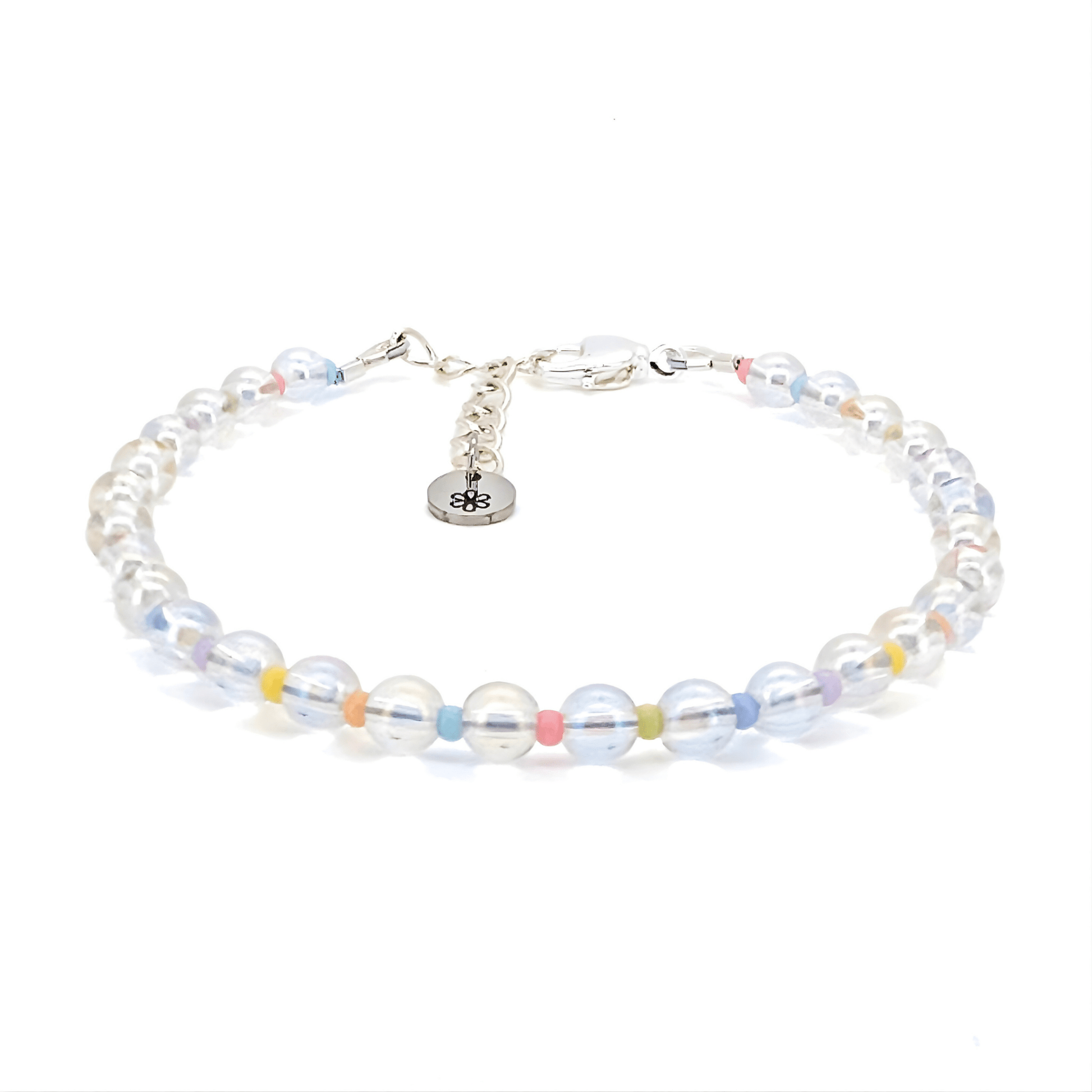 Glass Bead Bracelet - Aura Glass and Pastel Seed Beads