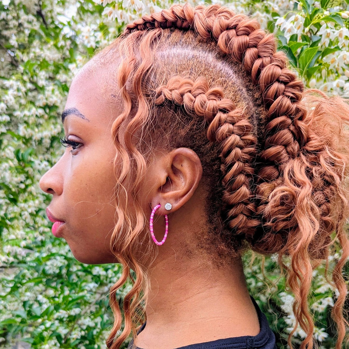 Hoop Earrings - Sterling Silver - Hot Pink - creations by cherie