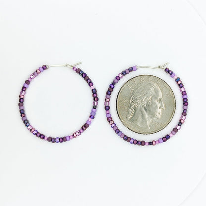Hoop Earrings - Sterling Silver - Purple - creations by cherie