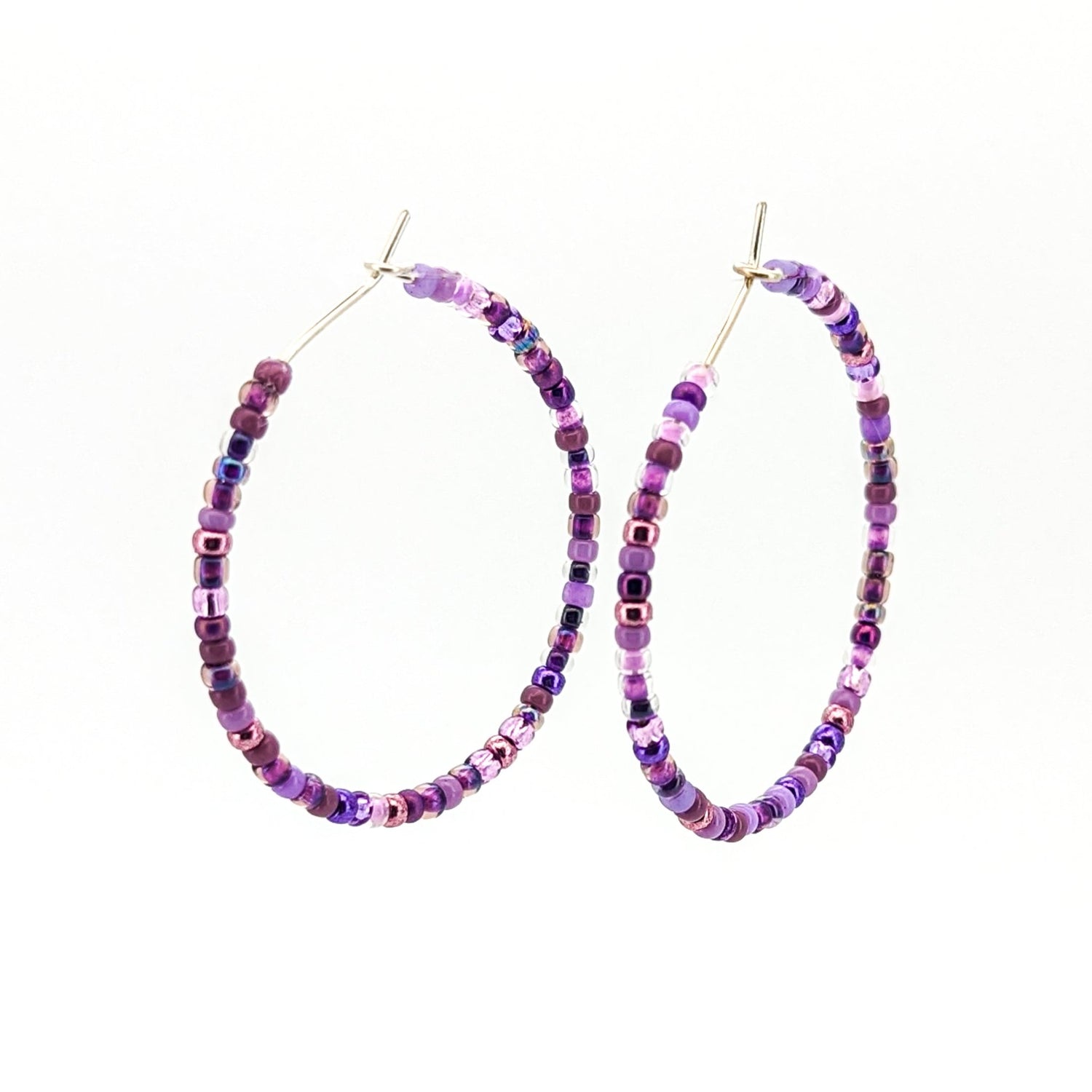 Hoop Earrings - Sterling Silver - Purple - creations by cherie