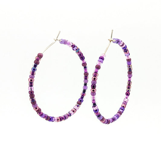 Hoop Earrings - Sterling Silver - Purple - creations by cherie