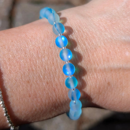 Mermaid Glass Bead Bracelet - blue