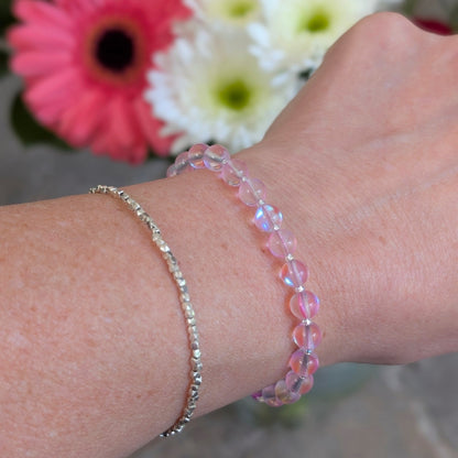 Mermaid Glass Bead Bracelet - Clear Pink