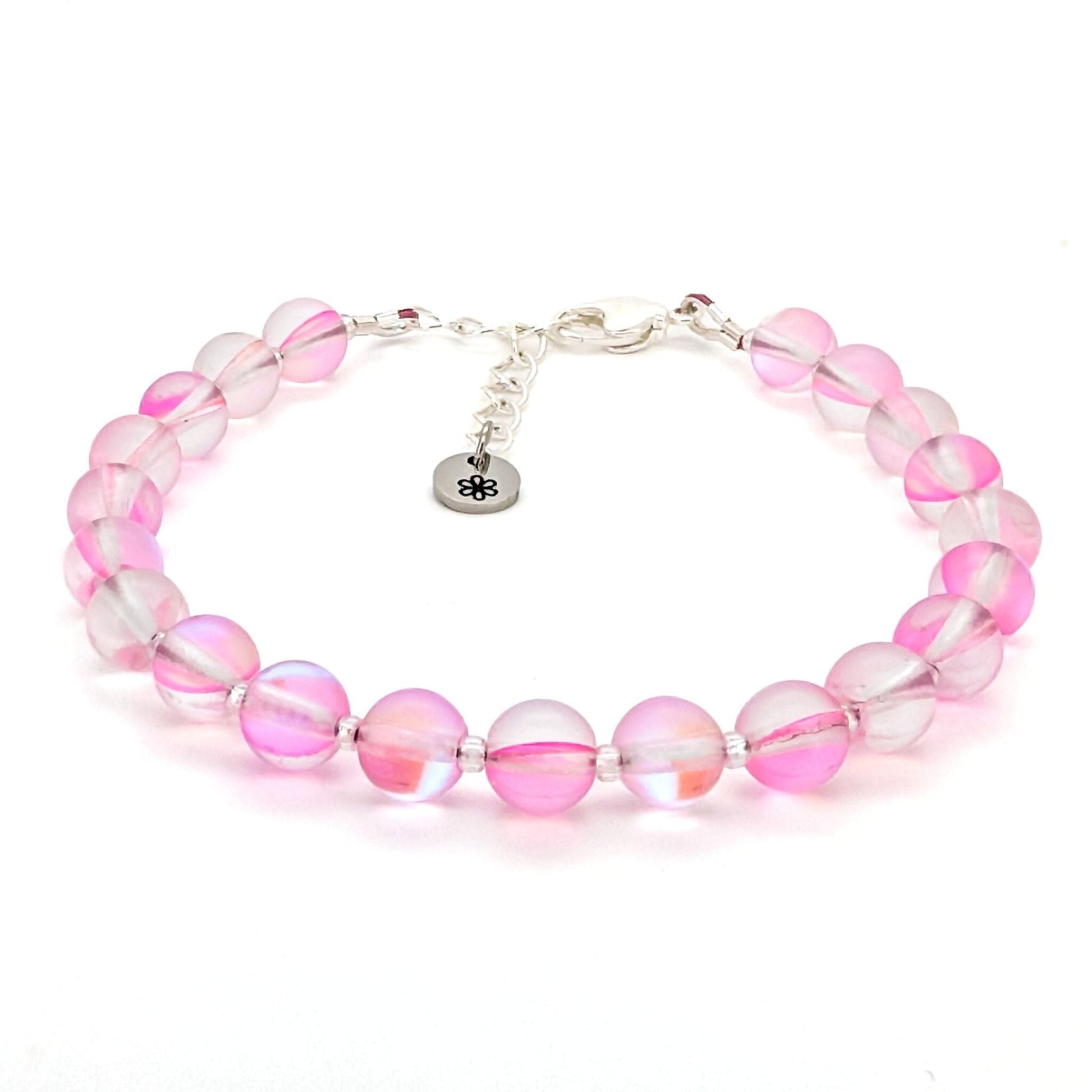 Mermaid Glass Bead Bracelet - Clear Pink