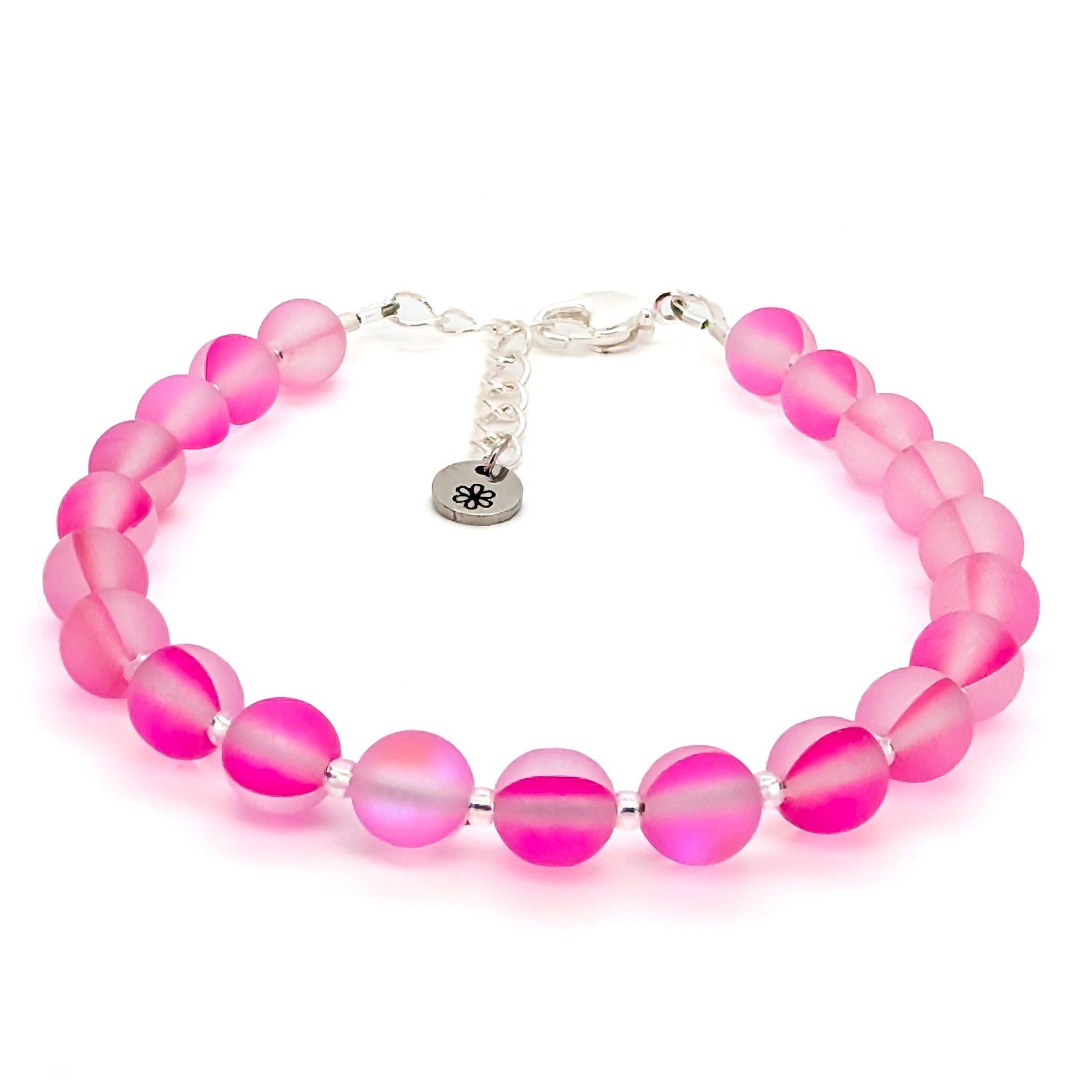 Mermaid Glass Bead Bracelet - Hot Pink