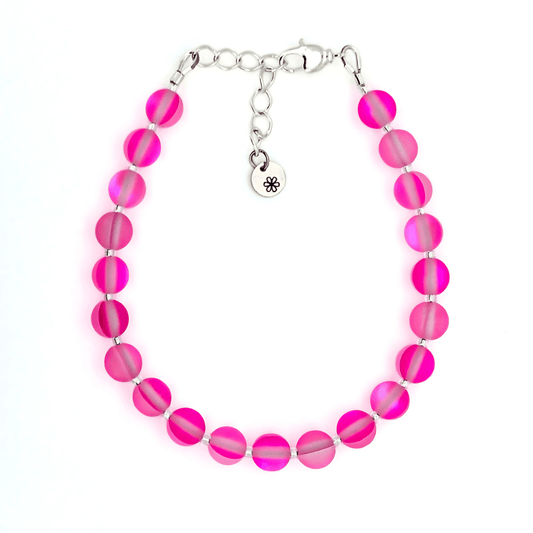 Mermaid Glass Bead Bracelet - Hot Pink