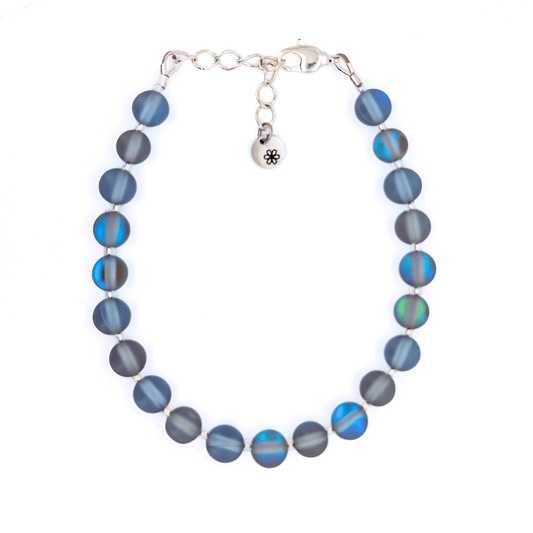 Mermaid Glass Bead Bracelet - Matte Gray