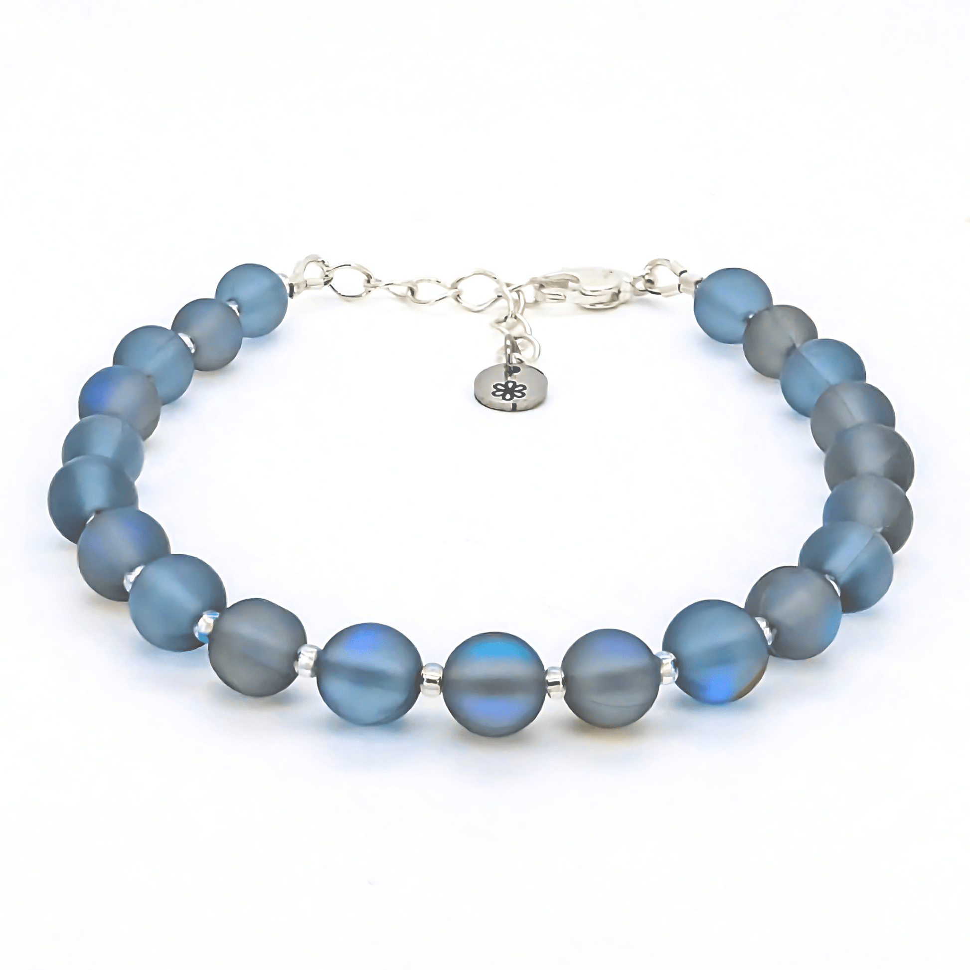 Mermaid Glass Bead Bracelet - Matte Gray