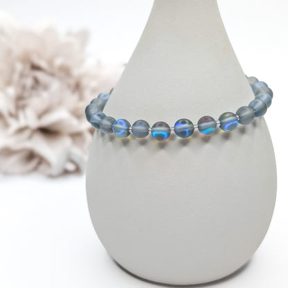 Mermaid Glass Bead Bracelet - Matte Gray