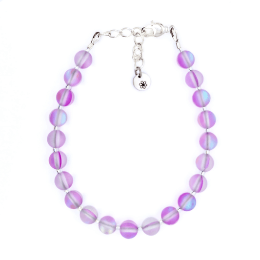 Mermaid Glass Bead Bracelet - Matte Lavender